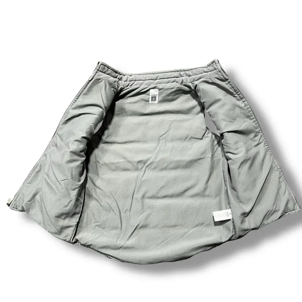 Carters Boys Sleeveless Winter Vest Gray Zip Closure Size 5